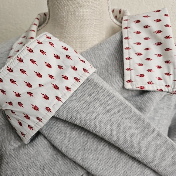 Orvis autumn Fall Gray print 1/4 zip sweater - Picture 3 of 7